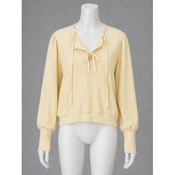 Ulla Johnson Sweaters - Ulla Johnson Sweater XS P Cotton V Neck Tie Ruffle Puff Sleeve Alba Pullover